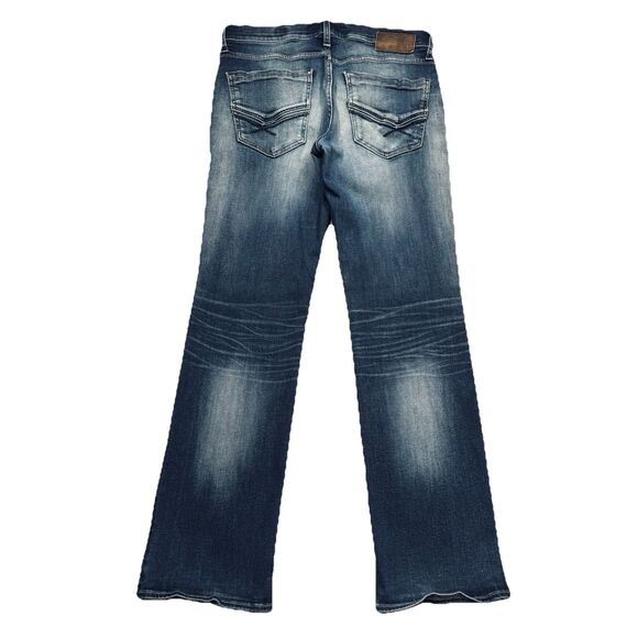 BKE Jake Bootleg Jeans Mens 31 Measures 31x30.5 Blue Stretch Distress Hole Denim - Picture 3 of 12